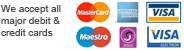 We accept most major credit and debit cards