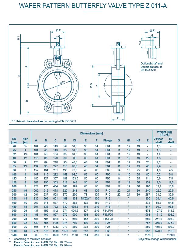 EBRO Z011A Butterfly valves