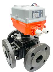 Carbon Steel Electric 3 Way Ball Valve Flanged PN16
