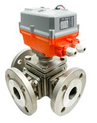 Electric Ball Valve | 3 Way Stainless Steel Ball Valve with AVA Actuator | ANSI Flanges