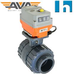 Hidroten Electric PVC Ball Valve | EPDM Seals | AVA Basic Electric Actuator | On-Off 24V | Imperial socket ends