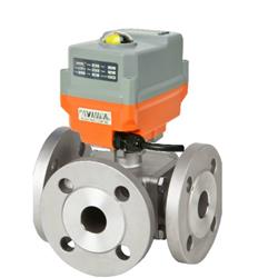 AVA Basic Electric Stainless Steel 3 Way Ball Valve | PN16 Flanged 240VAC