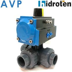 PVC Hidroten Pneumatic 3 Way Ball Valve | Viton Seals