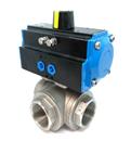 Pneumatic Stainless Steel 3 Way Ball Valve with Screwed Ends